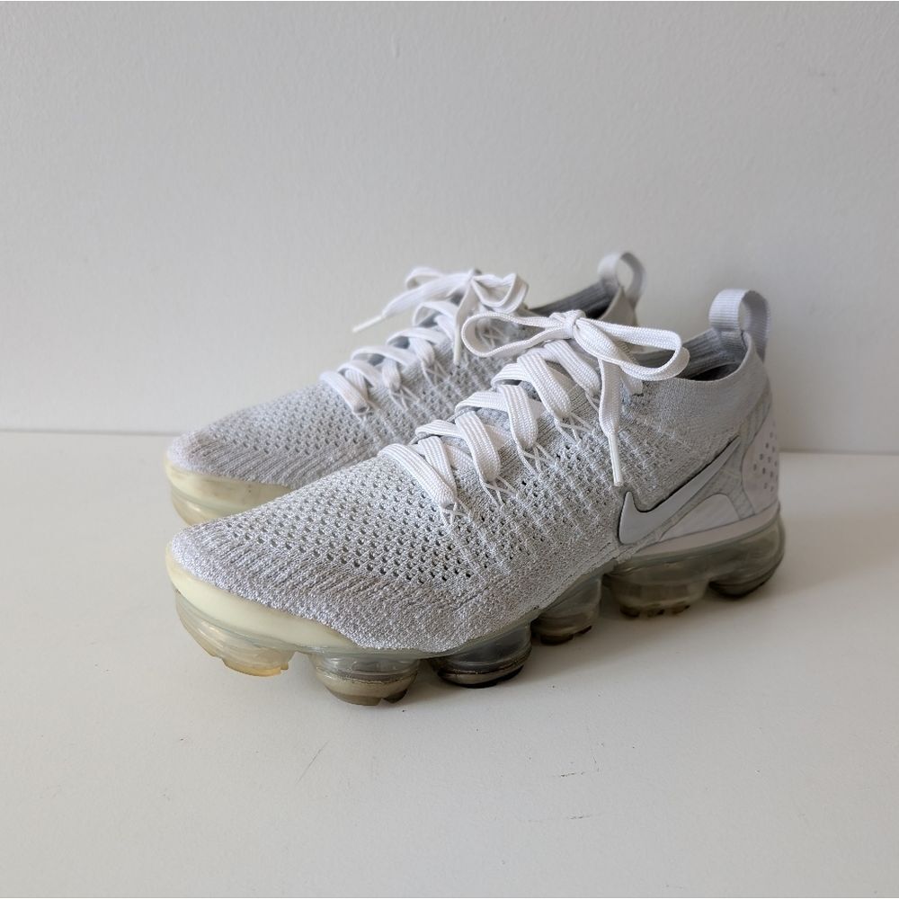 Nike Air Vapormax Flyknit 2 Triple White Vast Grey 942843-105 Women’s 7
